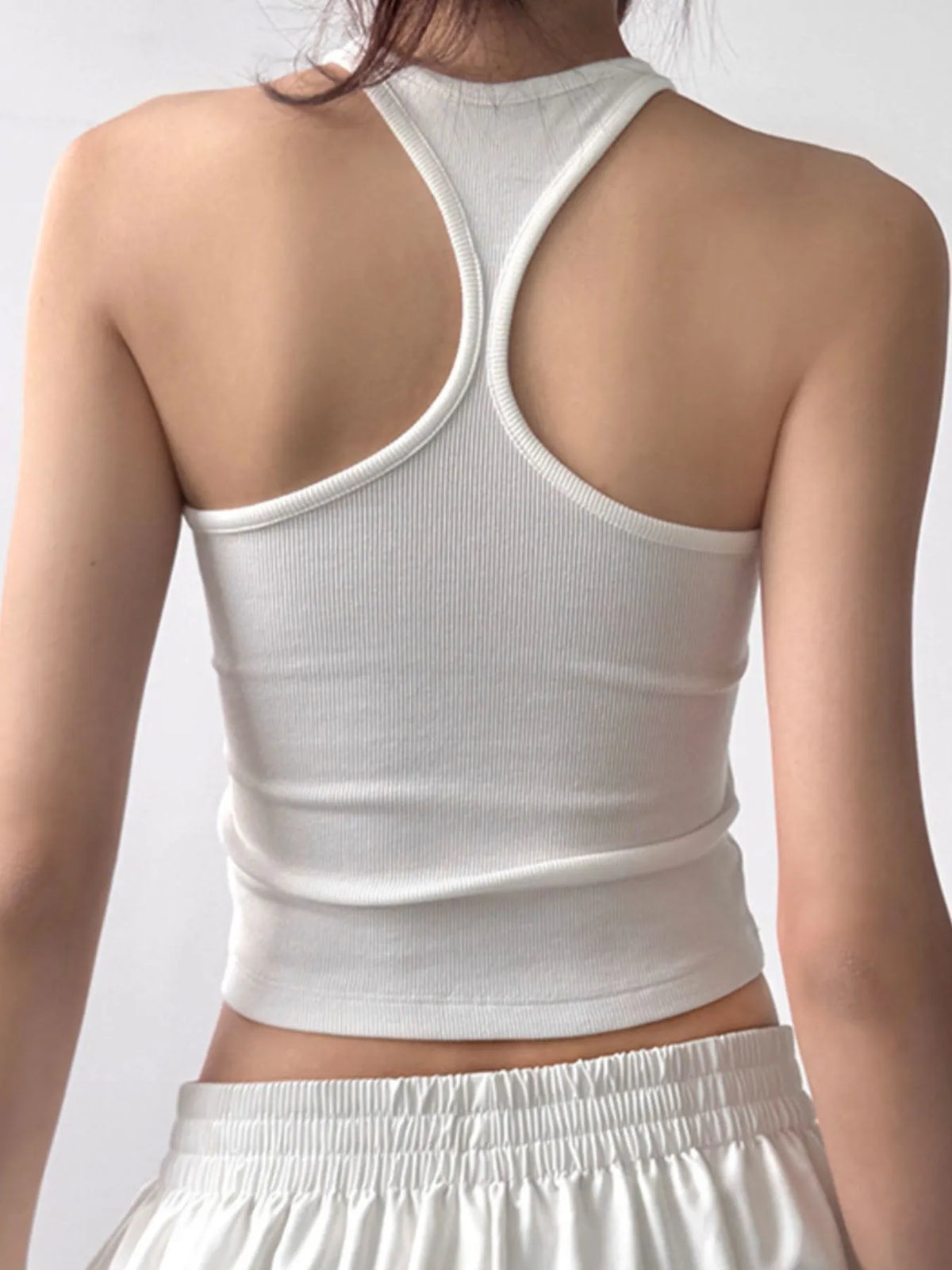 Ribbed Round Neck Crop Tank Top - Ladyez