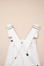 Polka Dot Print Bib Pocket Denim Barrel Overalls Jumpsuit