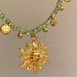 14K Gold-Plated Bead Sun Pendant Necklace