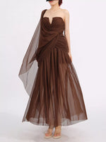 One-Shoulder Flowy Mesh Dress