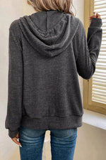 Drawstring Zip Up LongSleeve Hooded Jacket