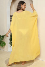 V-Neck Three-Quarter Sleeve Cover-Up - Ladyez