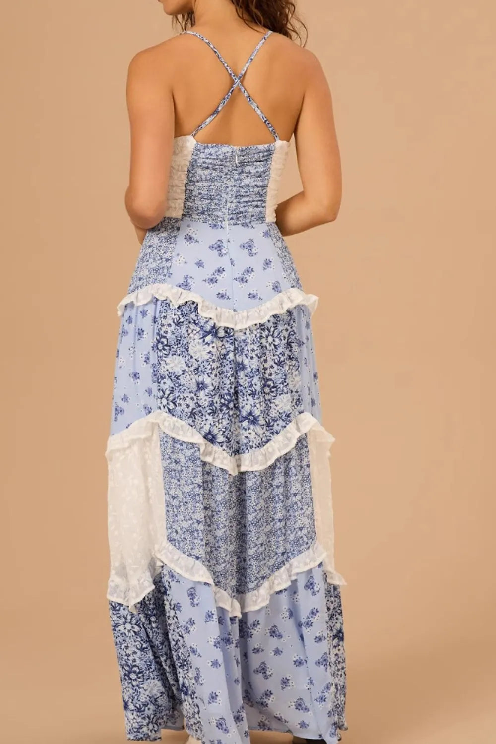 Floral Lace Trim Maxi Cami Dress - Ladyez