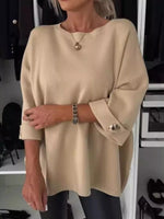 Full Size Round Neck Drop Shoulder Top with Ribbed Trim Plus Size