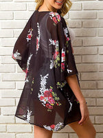 Open Front Half Sleeve Cover-Up - Ladyez