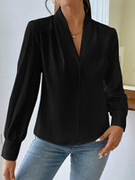 V Neck Long Sleeve Top - Ladyez