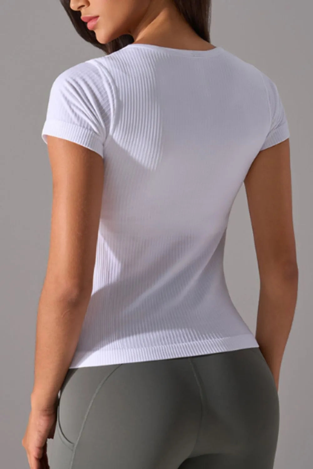 Square Neck Active T-Shirt with Detachable Chest Pads - Ladyez