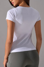 Square Neck Active T-Shirt with Detachable Chest Pads - Ladyez