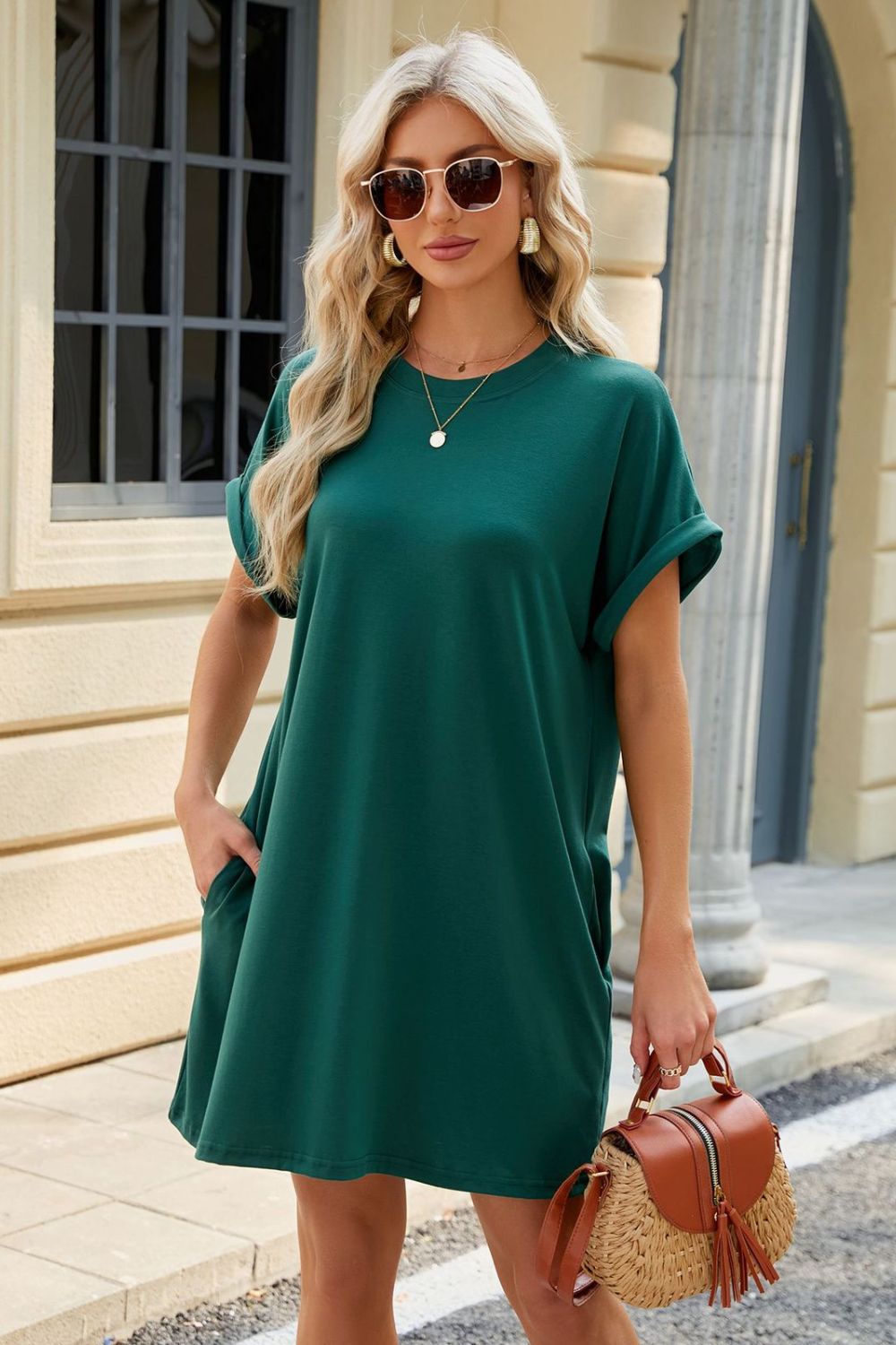 Florira Short Sleeve Mini Dress with Pockets - Ladyez