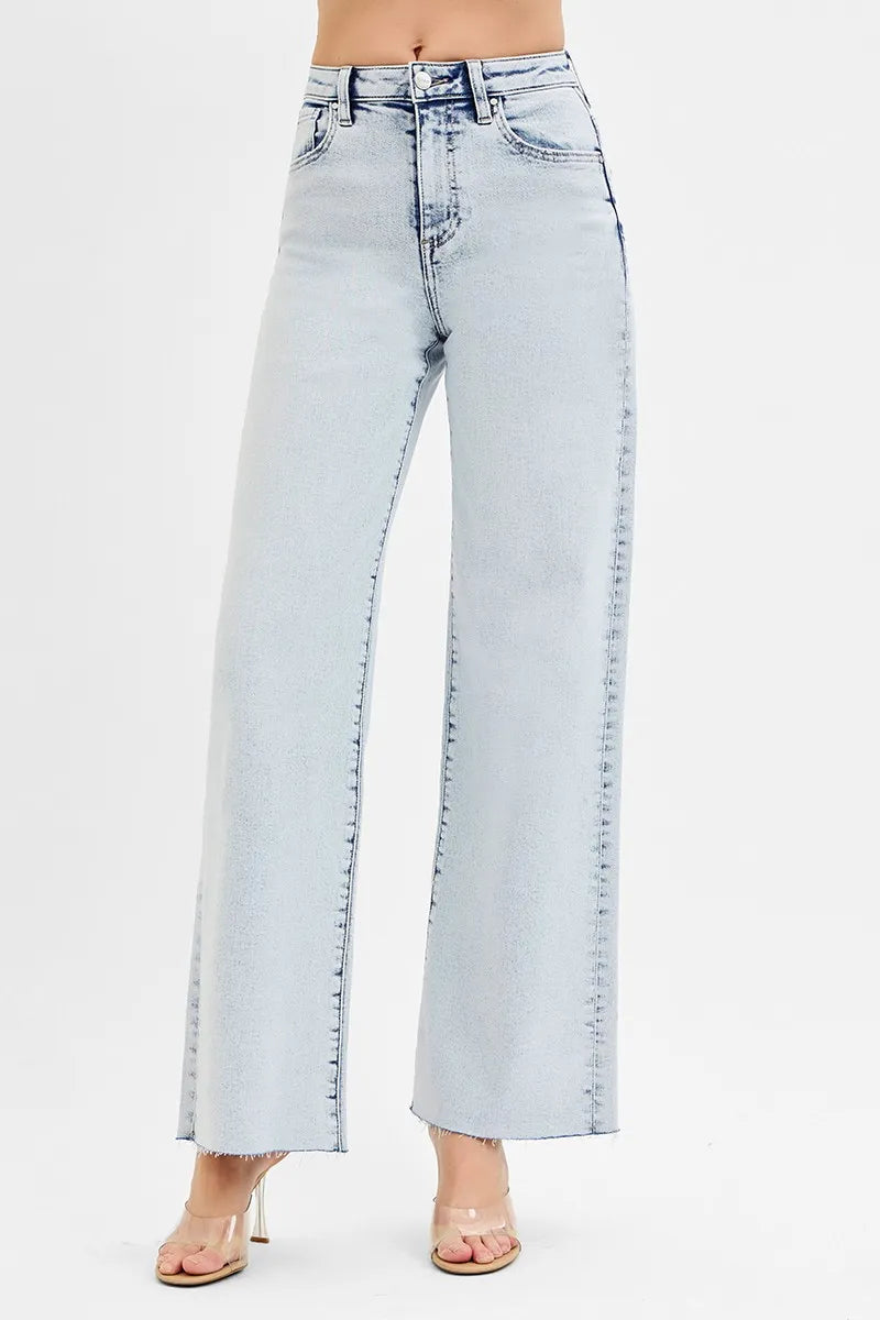 RISEN Full Size High Rise Wide Leg Jeans Plus Size - Ladyez