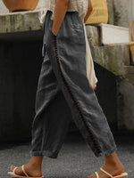 Hollow Out Trim Cropped Pants