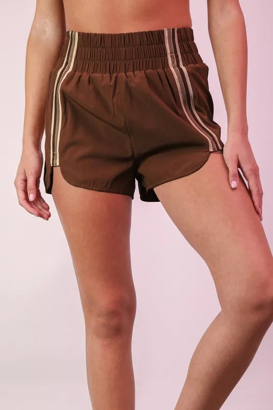 VERY J Striped Trim Detail Activewear Shorts - Ladyez
