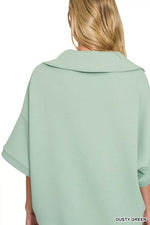 Zenana Scuba Collared Short Sleeve Pullover