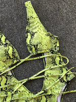 Lace-Up Backless Plunge One-Piece Swimwear - Ladyez