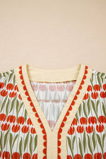 Tulip Floral Print Cotton Puff Short Sleeve Mini Dress