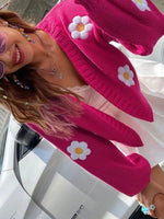 Floral Open Front Knit Cardigan