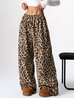 Leopard Wide Leg Plush Pants