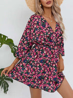 Floral Print Layered Ruffle Hem Mini Dress