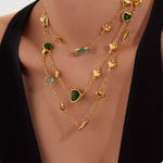 18K Gold-Plated Heart Necklace with Glass Stone