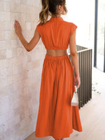 Cutout Mock Neck Sleeveless Ruched Dress - Ladyez