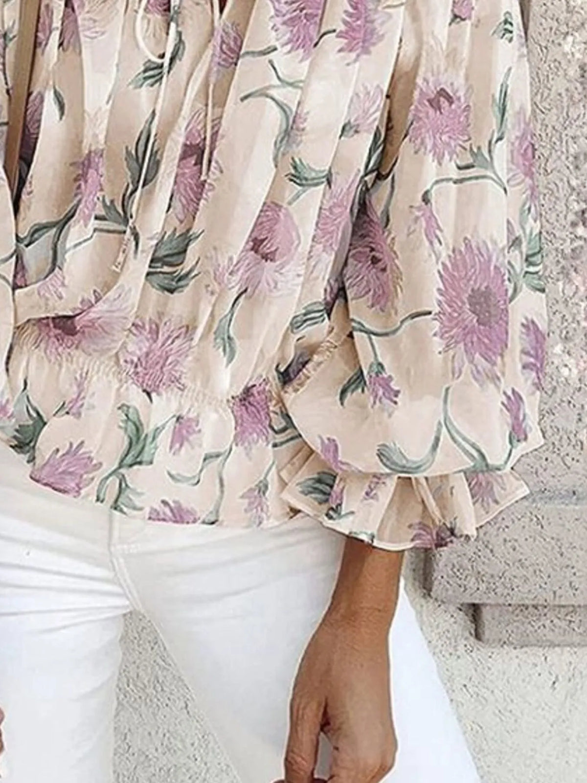 Off-Shoulder Floral Print Blouse - Ladyez