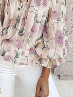 Off-Shoulder Floral Print Blouse - Ladyez