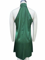 Grecian Neck Satin Mini Dress - Ladyez