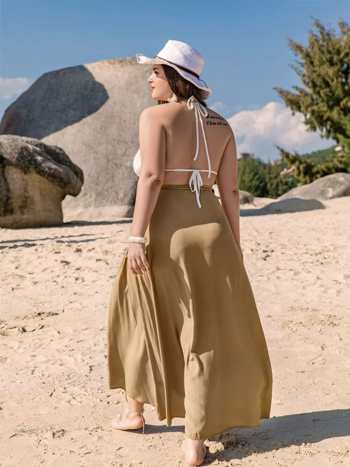 Plus Size High-Low Skirt with Tie Detail