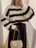 Striped Round Neck Dropped Shoulder Sweater