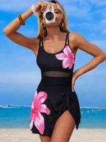 Mesh Panel Scoop Neck One-Piece Swimsuit