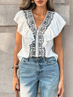 Ruffled V-Neck Blouse