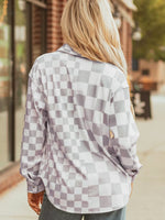 Checkerboard Flap Pocket Button Front Shacket
