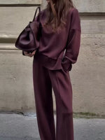 Turtleneck Side Zipper Sweatshirt and Pants Set