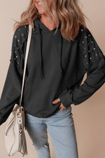 Drawstring Studded Long Sleeve Hoodie
