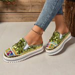 Sequin Round Toe Platform Loafers