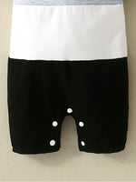 Children's Color Block Polo Collar Short Sleeve One-Piece