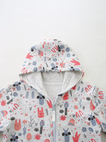 Children's Playful Cartoon Print Zip-Up Hoodie