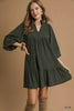 Umgee Corduroy Tiered Babydoll Dress