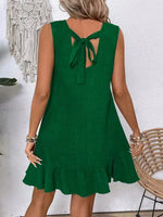 Ruffled Hem Round Neck Sleeveless Dress - Ladyez
