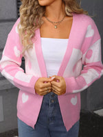 Valentine's Day Heart Pattern Knit Cardigan
