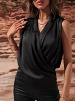 Sleeveless Wrap Draped Blouse - Ladyez