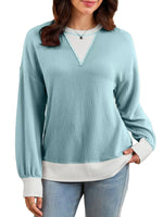 Two-Tone Ribbed Knit Sweatshirt