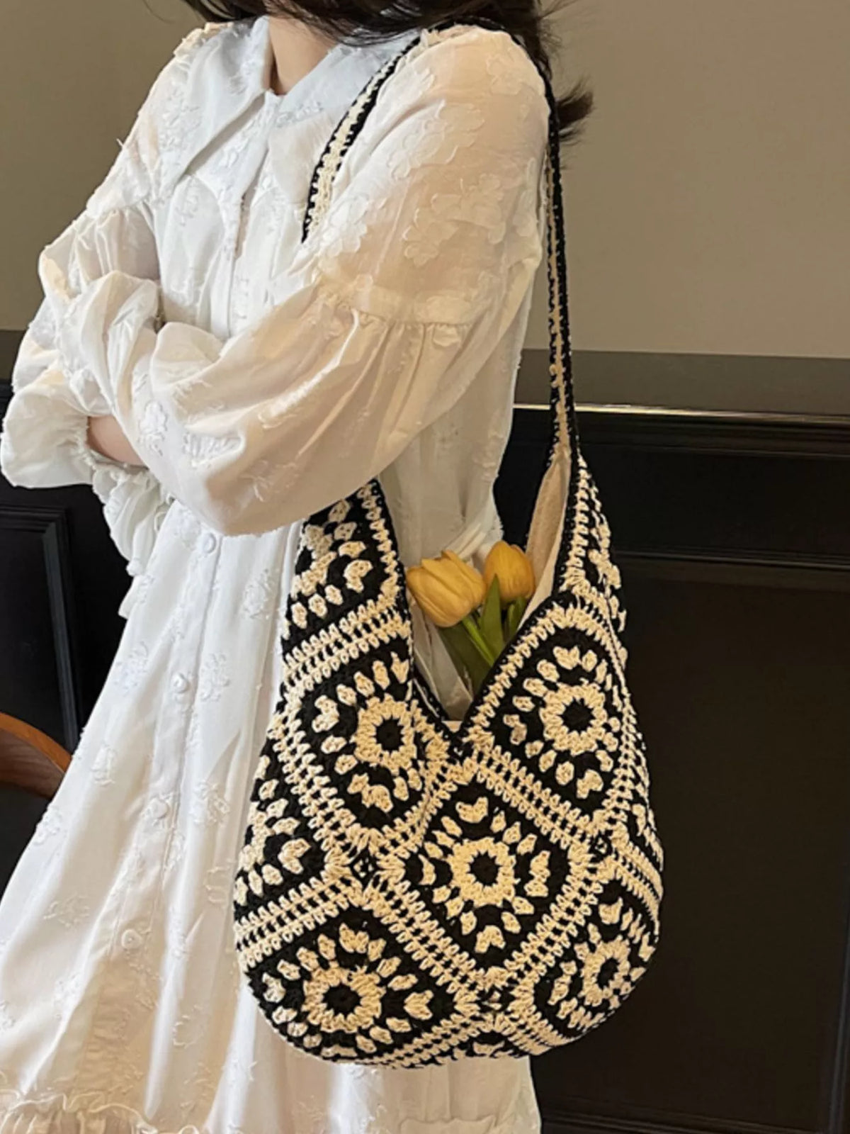 Crochet Hobo Shoulder Bag