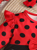 Children's Ladybug Print Ruffle Trim Top and Pants Set