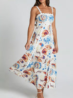 Seashell Print Scalloped Midi Dress