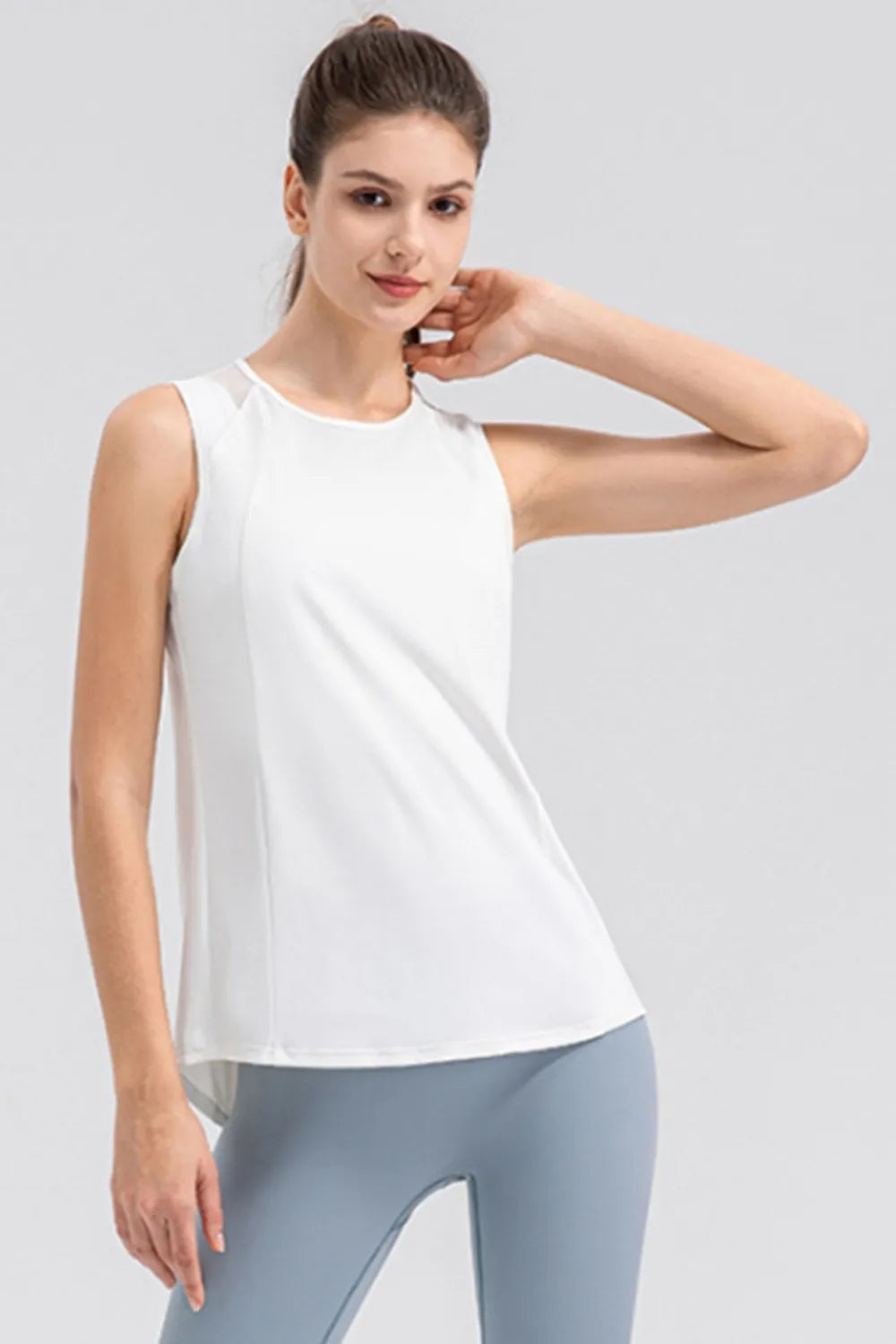 Round Neck Wide strap Active Tank - Ladyez