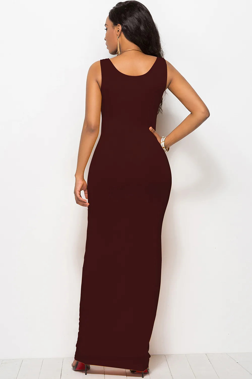 Scoop Neck Wide Strap Maxi Dress - Ladyez