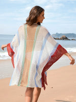 Openwork Color Block Plunge Cover-Up - Ladyez