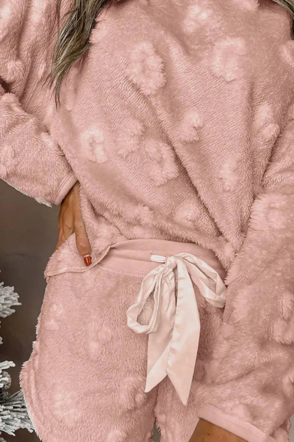 Round Neck Long Sleeve Top and Shorts Lounge Set - Ladyez