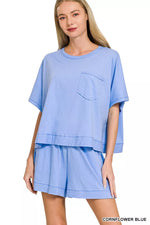 Zenana Exposed Seam Boxy Top & Shorts Set